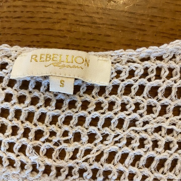 Rebellion Again Vintage Crochet Knit Boho Button-Front Cardigan Size S Cropped - Picture 15 of 15